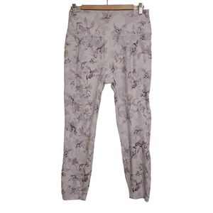 RBX | Women's White and Purple/Gray Floral Capri Leggings (Size XL)